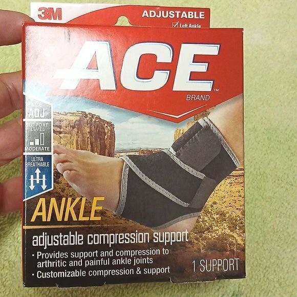 ACE Ankle Adjustable Compression Support LEFT or Right Ankle NWT - Picture 1 of 7